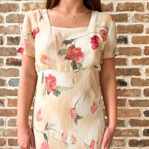 Floral Print Square Neck Dress